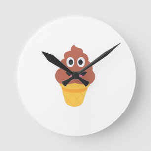 glass cone poo emoji rund klocka