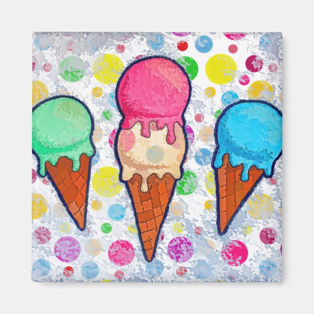 Glass Cream Cones Magnet (Framsidan)