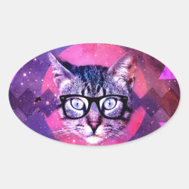 Glass Cute Kattunge Ovalt Klistermärke