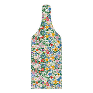 Glass Cutting Board - Happy Floral Flower Pattern.