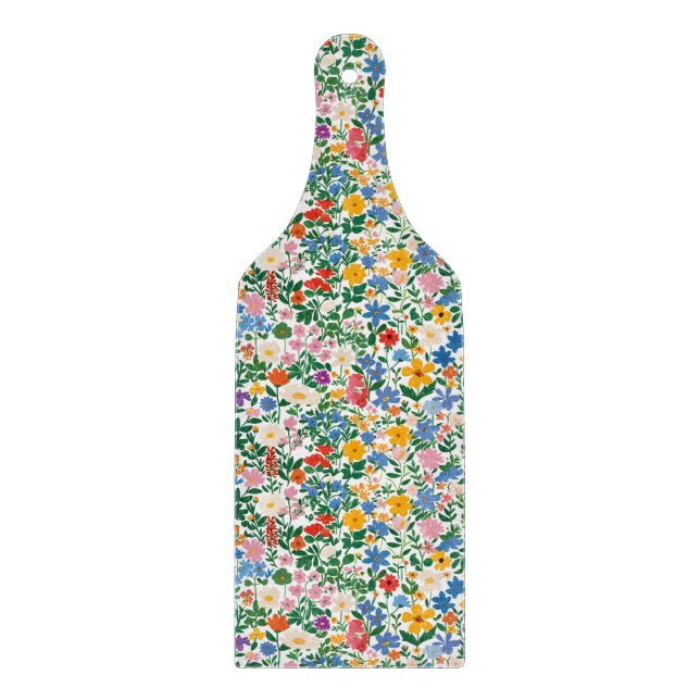 Glass Cutting Board - Happy Floral Flower Pattern. (Framsidan)