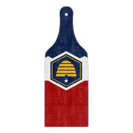 Glass cutting board paddle with flag Utah, USA