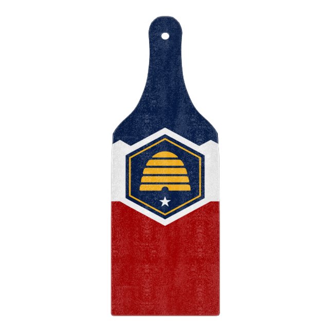 Glass cutting board paddle with flag Utah, USA (Framsidan)