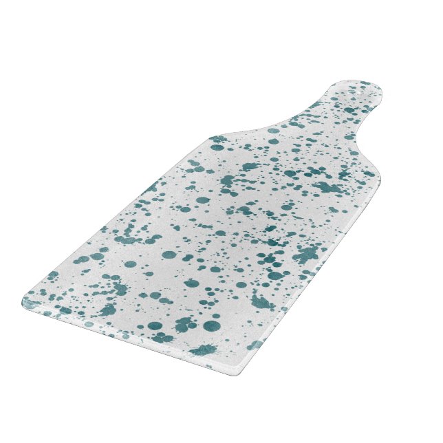 Glass Cutting Board - Teal Splashes & Splatters (Hörn)