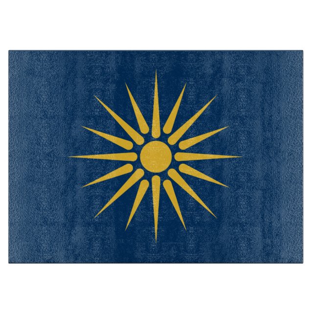 Glass cutting board with Flag of Macedonia, Greece (Framsidan)