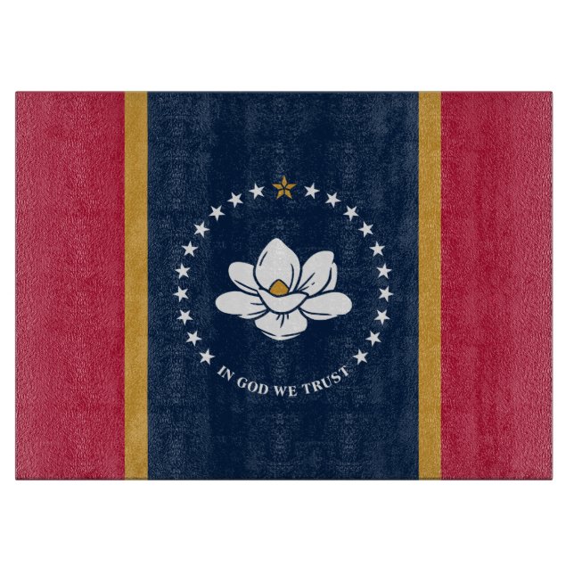 Glass cutting board with Flag of Mississippi, USA (Framsidan)