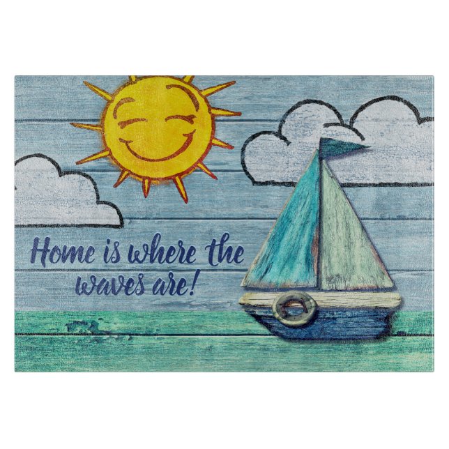 Glass design för skärbrädaDriftwoodstrand (Framsidan)