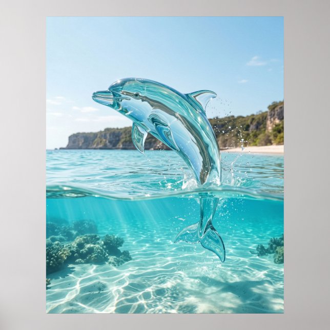 Glass Dolphin Azure Leap Poster (Framsidan)