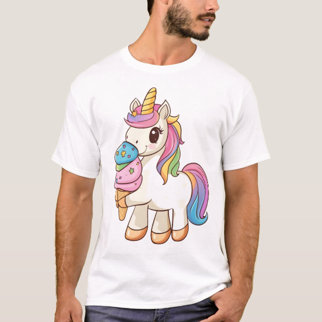 Glass Enhörning Glädje (1) T Shirt (Framsida)