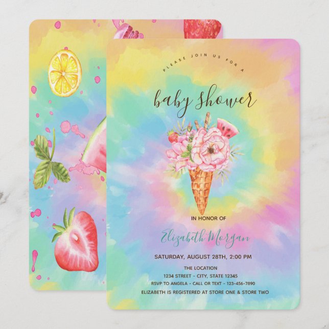 Glass, färglöst färgnyck, babykläder för frukt inbjudningar (Fram/baksida)