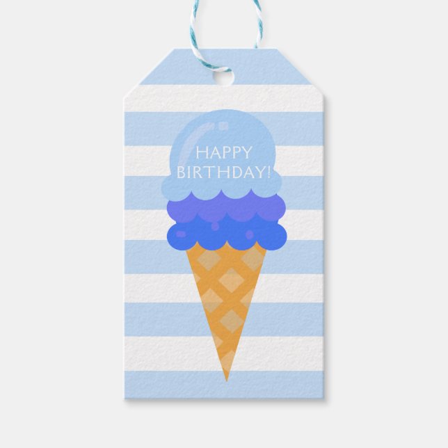 Glass födelsedagsfest blå pojke presentetikett (Framsidan)