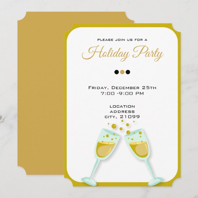 Glass för champagne inbjudningar (Fram/baksida)
