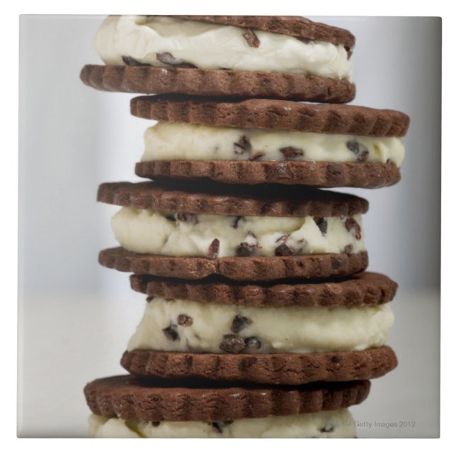 glass för mintkakaonib med chokladkakor kakelplatta (Framsidan)
