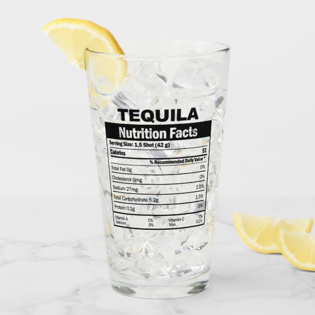 Glass från Funny Tequila Nutrition Facts Facts Glaskopp (Framsida Ice)
