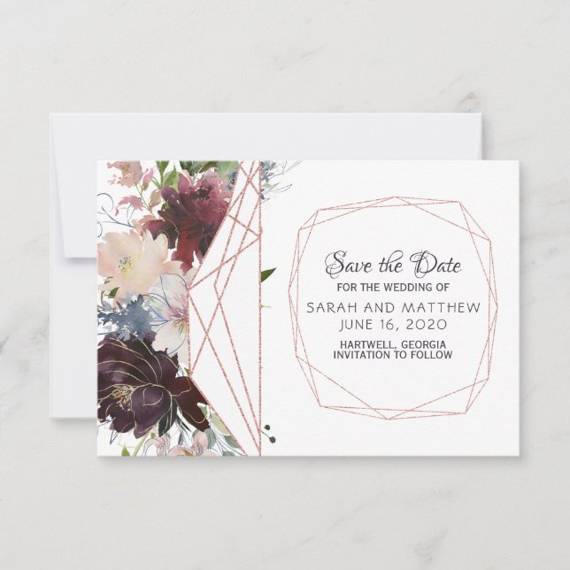 Glass Garden Geometric Bröllop spara datum Spara Datumet (Framsida)