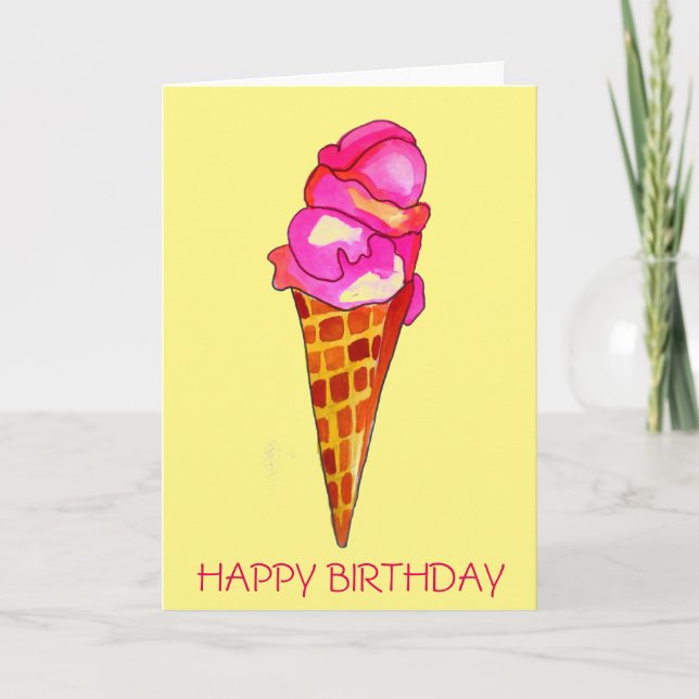 glass gelato söt mat födelsedag kort (Framsida)
