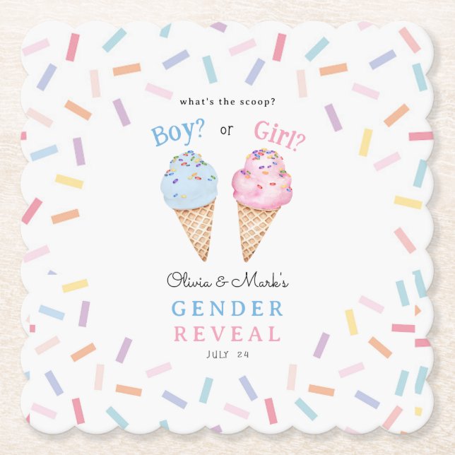 Glass Gender Reveal Underlägg Papper (Framsida)