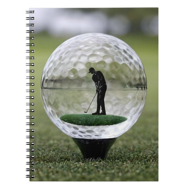 Glass Golf Boll med Golf Player inuti. Anteckningsbok (Framsidan)