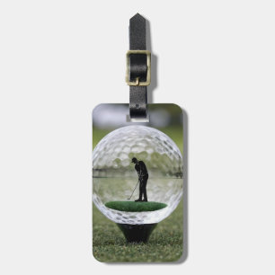 Glass Golf Boll med Golf Player inuti. Bagagebricka