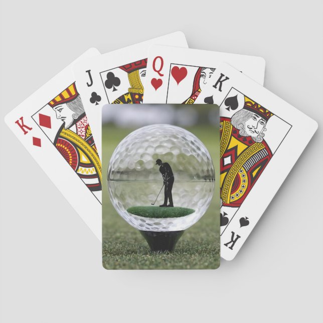 Glass Golf Boll med Golf Player inuti. Casinokort (Baksidan)
