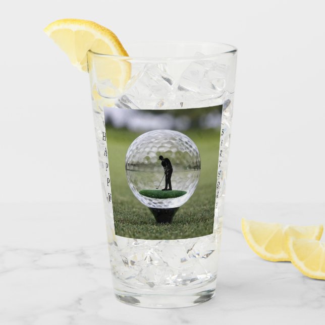 Glass Golf Boll med Golf Player inuti. Glaskopp (Framsida Ice)