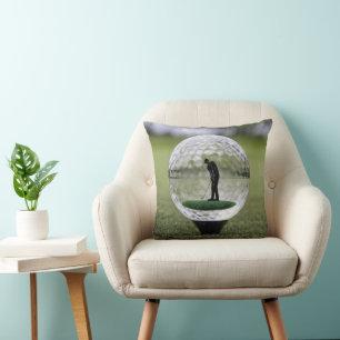 Glass Golf Boll med Golf Player inuti. Kudde