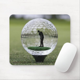 Glass Golf Boll med Golf Player inuti. Musmatta