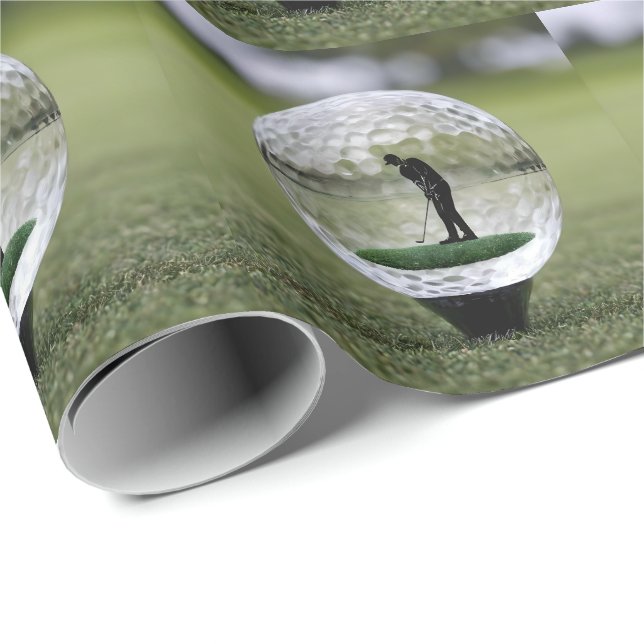 Glass Golf Boll med Golf Player inuti. Presentpapper (Rullad Hörn)