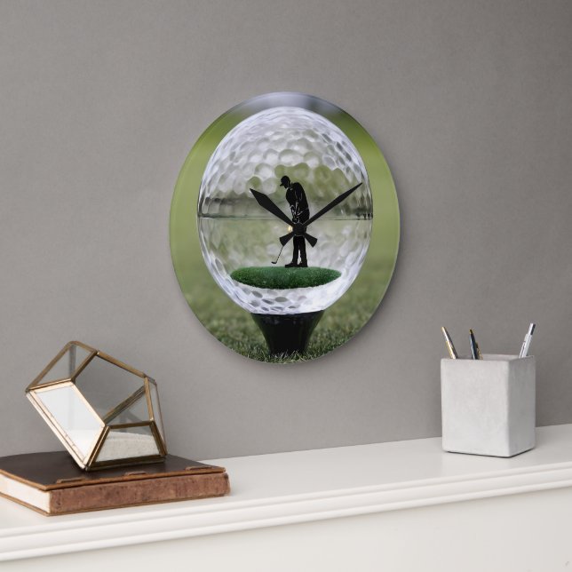 Glass Golf Boll med Golf Player inuti. Stor Klocka (Kontor)