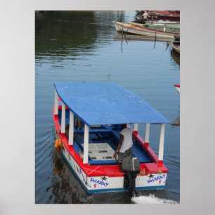 Glass Grund Boat Negril River Jamaica Canvas Prin Poster