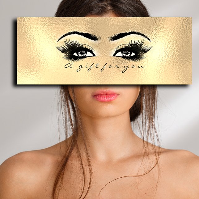 Glass Guld Lash Öga Makeup Litet Visitkort (Gift Certificate Glass Gold Lashes Eyes Makeup )