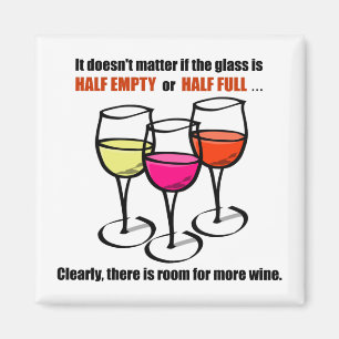 Glass halv tom vinhumor magnet