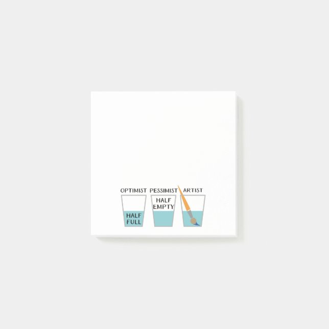 Glass halvfulla roliga Meme Post-it Block (Framsida)