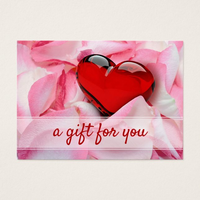 Glass Heart Ro Petals Valentine Day Gift Card Visitkort (Framsidan)