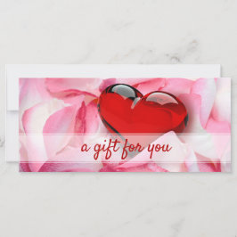 Glass Heart Valentine Day Ro Petals Gift Card