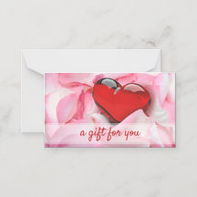 Glass Heart Valentine Day Ro Petals Gift Card