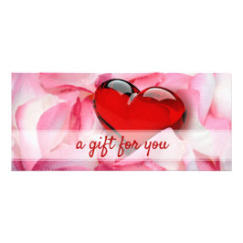 Glass Heart Valentine Day Ro Petals Gift Card Reklamkort