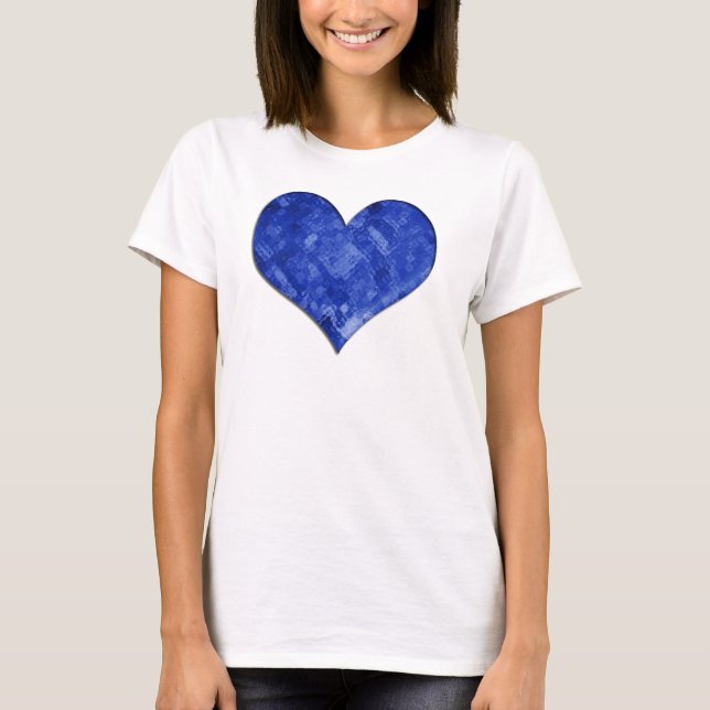 Glass hjärtaBabydoll för blått T Shirt (Framsida)