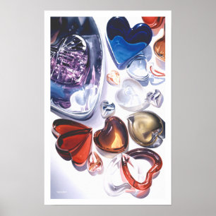 Glass hjärtakärlekvattenfärg poster