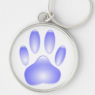 Glass Hund Paw Print Award Rund Silverfärgad Nyckelring