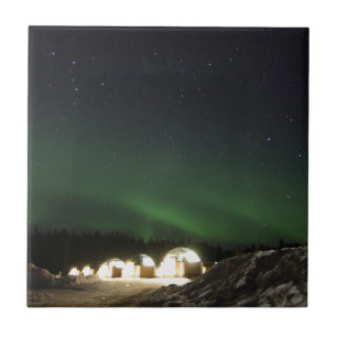 Glass Igloo under det nordliga ljuset Kakelplatta