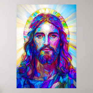 Glass Jesus Kristus Porträtt Poster