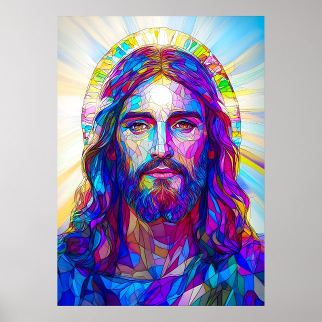 Glass Jesus Kristus Porträtt Poster (Framsidan)