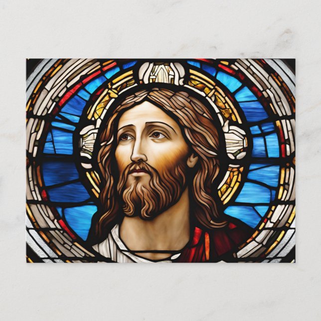 Glass Jesus Kristus Porträtt Vykort (Framsida)