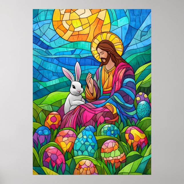 Glass Jesus Påsk Wall Art Poster (Framsidan)