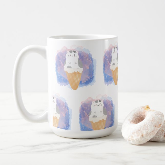 glass, kattvattenfärg kaffemugg (Med munk)