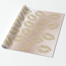 Glass Kiss Läppar Makeup Champagne Guld Rosa Presentpapper