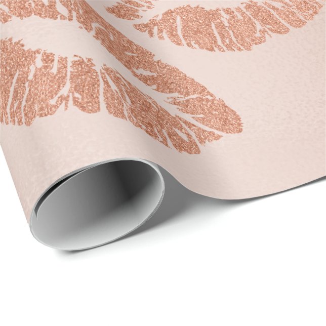 Glass Kiss Läppar Makeup  Copper Pin Guld Rosa Presentpapper (Rullad Hörn)