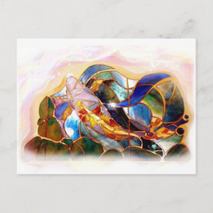 Glass Koi Fish Japansk Art Design-vykort Vykort