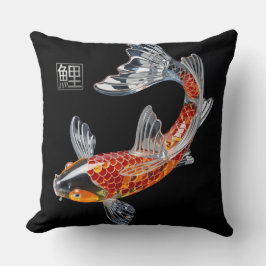 Glass Koi Fish|Silver Trim|Dekorativ kudde